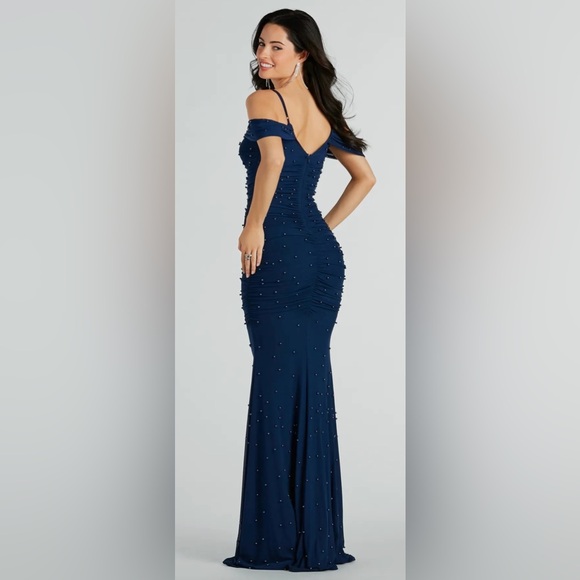 Charlene Faux Pearl Mesh Mermaid Dress - Picture 2 of 2